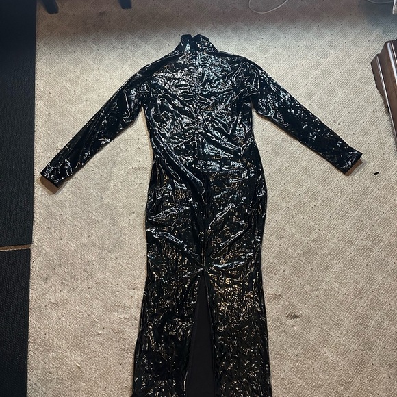 Black Sissy CD Goth Latex Look Maxi Fetish Dress Medium Stretch Plus XL - Picture 5 of 5